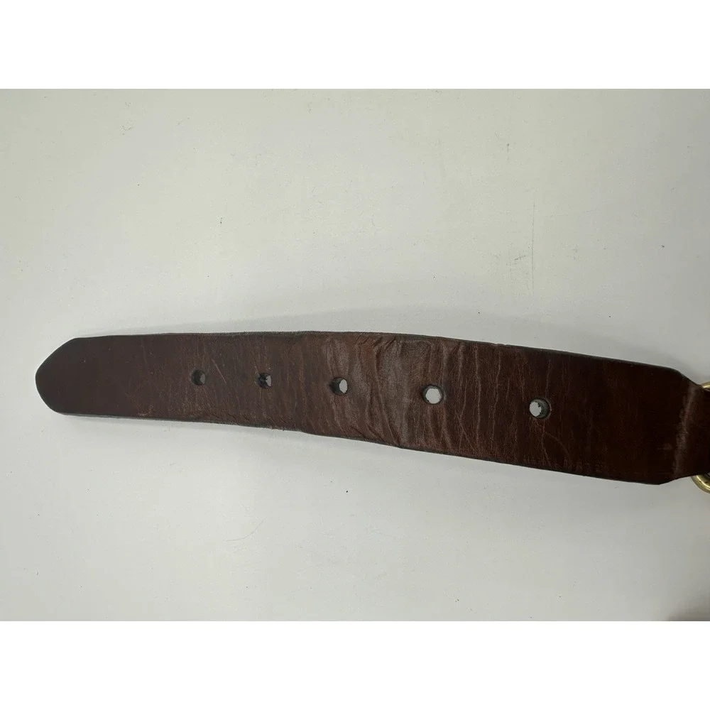 Fossil Leather Belt Brown Brass Western Style USA‎ Small 34 Vintage